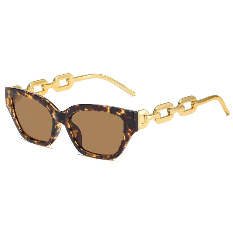 INS Vintage Cat Eye Sunglasses Women 2022 Trend New Fashion Small Metal Chain Sunglasses Elegant Eyeglasses Fashion Black Shades