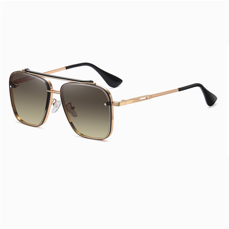 2022 New Gradient Sunglasses for Men Fashion Metal Big Frame Sun Glasses Brand Design Luxury Lunette De Soleil Homme UV400