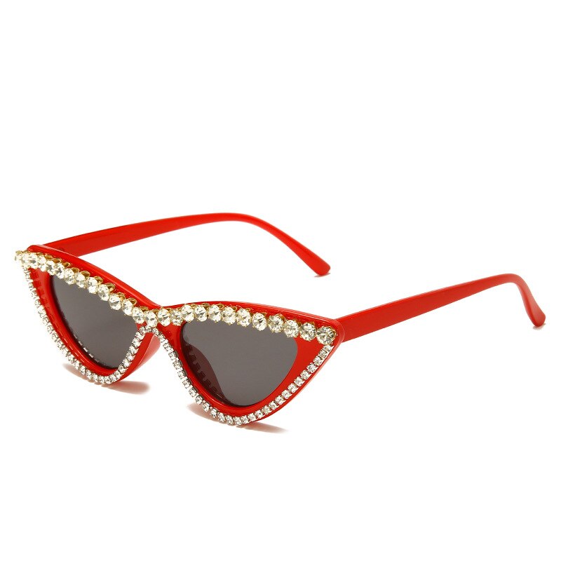 Vintage Luxury Crystal Diamond Cateye Sunglasses Women Brand Designer Black Pink Frame Cat Eye Sun Glasses Bling Bling Eyewear
