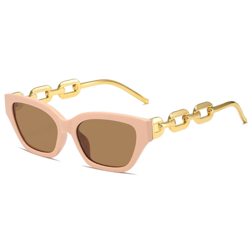 INS Vintage Cat Eye Sunglasses Women 2022 Trend New Fashion Small Metal Chain Sunglasses Elegant Eyeglasses Fashion Black Shades