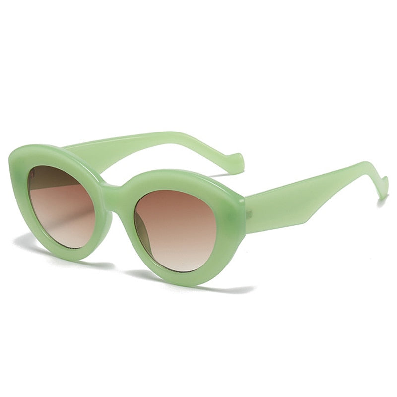 SO&EI Ins Popular Fashion Oversized Cat Eye Women Sunglasses Retro Leopard Shades UV400 Men Trending Oval Sun Glasses