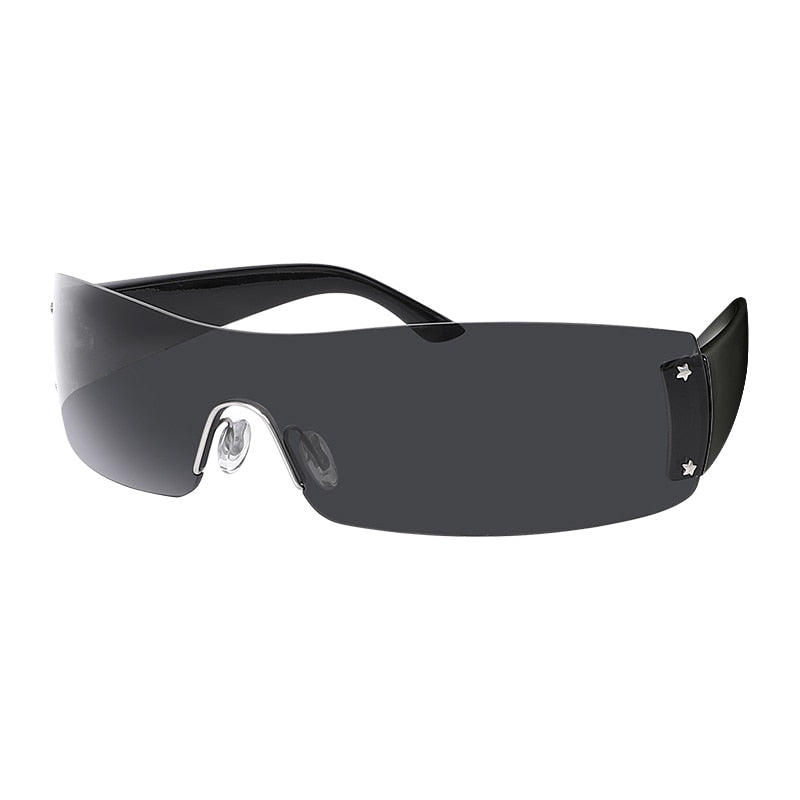 Punk One Piece Sunglasses Goggle Y2k Luxury Brand Wrap Around Sun Glasses 2000's Shades Eyewear UV400 Female Designer Eyeglasses