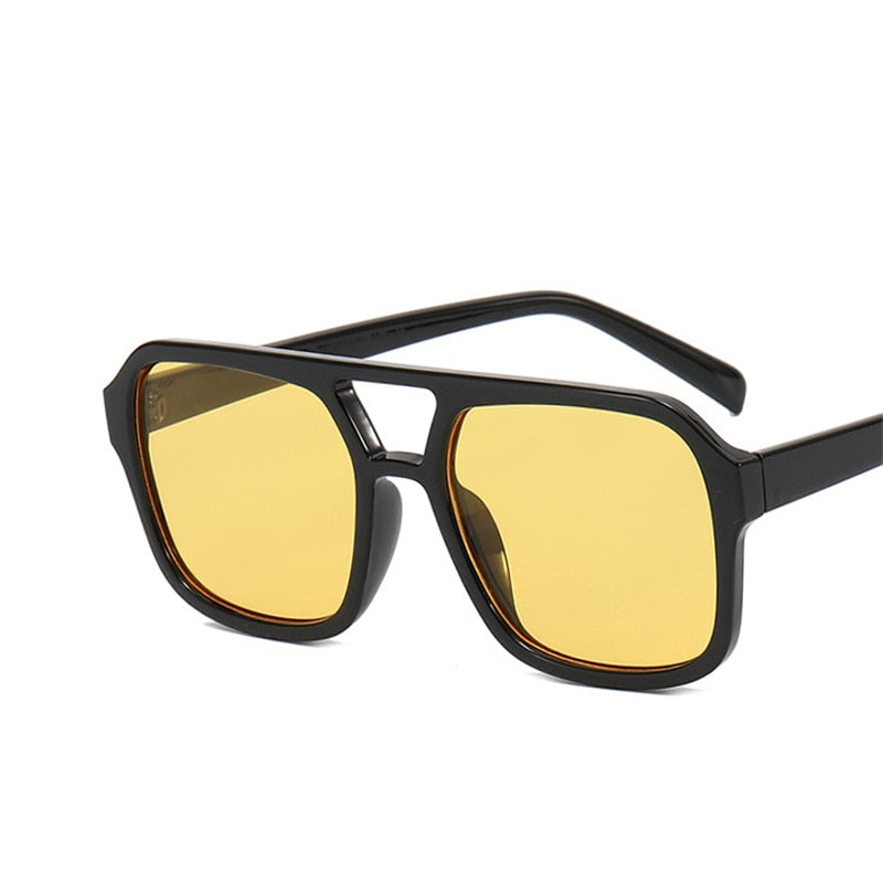 Fashion Square Sunglasses Women Vintage Frame Female Double Beam Sun Glasses Ocean Gradient Retro Designer Outdoor Oculos De Sol