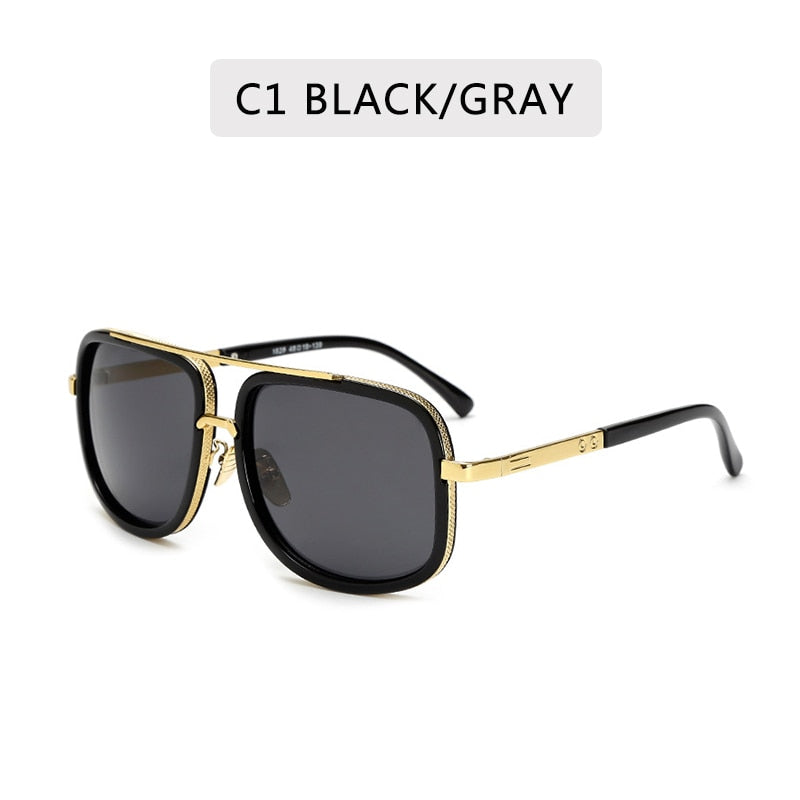 Classic Luxury Men Sunglasses Glamour Fashion Brand Sun Glasses For Women Mirrored Retro Vintage Square Designer Shades