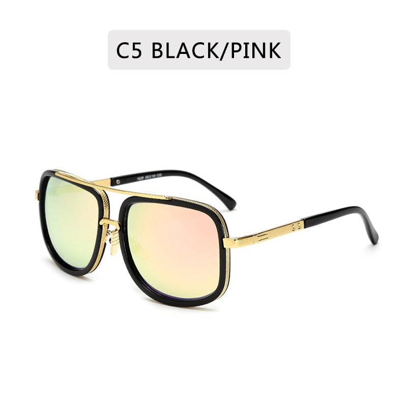 Classic Luxury Men Sunglasses Glamour Fashion Brand Sun Glasses For Women Mirrored Retro Vintage Square Designer Shades