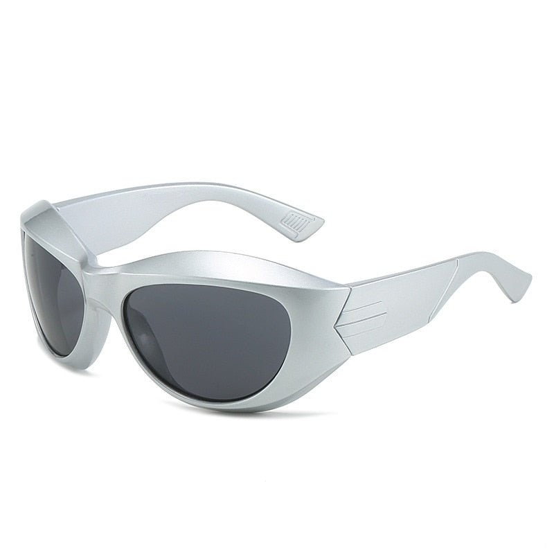 Unique Irregular Hip Hop Sunglasses For Women New Brand Stripe Leg Arc Cool Sun Glasses Men Y2K Vintage Gothic Shades Goggles