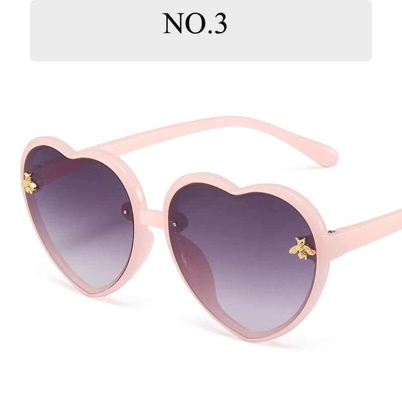 Fashion Brand Heart Kids Sunglasses 2023 New Children Cute Pink Cartoon Bee Sun Glasses Girls Boys Baby Gradient Eyewear