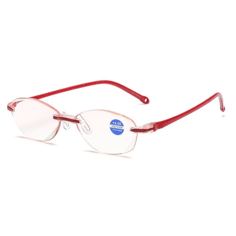 Frameless Square Reading Glasses for Men Women's Anti Blue Light Computer Eyeglasses Far Sight Presbyopia Reader Glasses Women