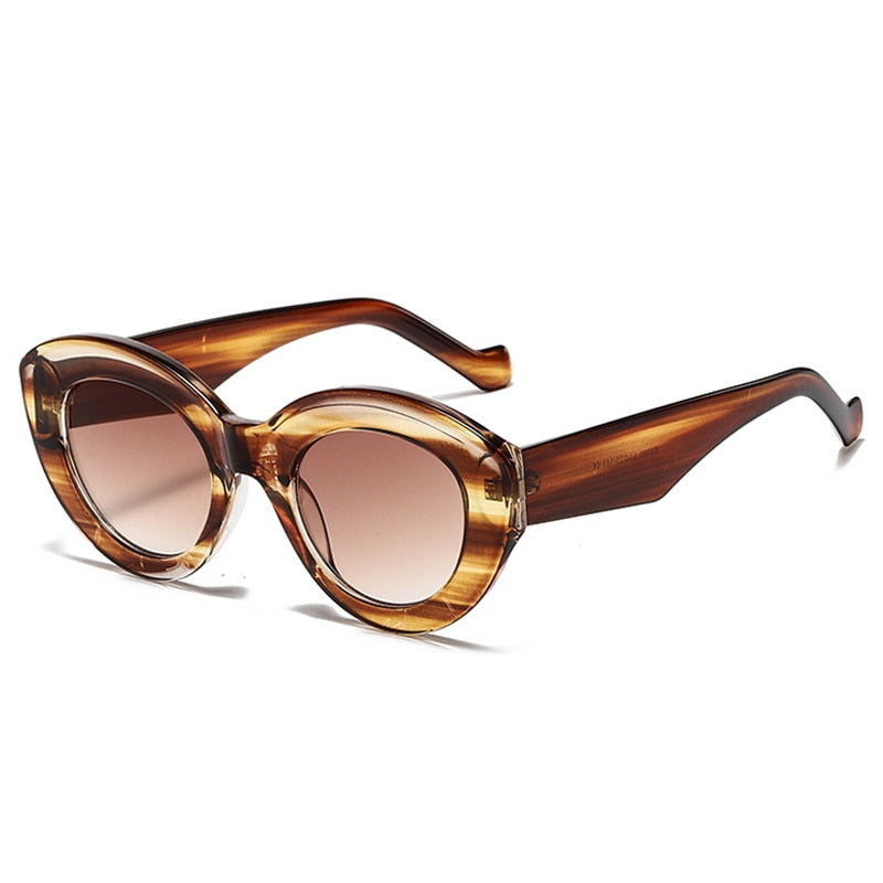 SO&EI Ins Popular Fashion Oversized Cat Eye Women Sunglasses Retro Leopard Shades UV400 Men Trending Oval Sun Glasses