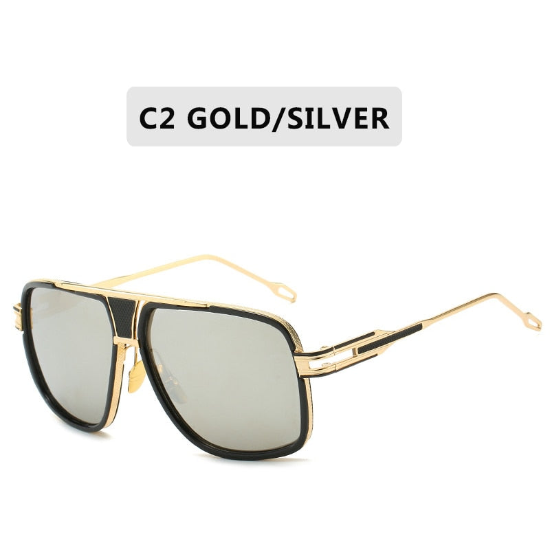 Classic Luxury Men Sunglasses Glamour Fashion Brand Sun Glasses For Women Mirrored Retro Vintage Square Designer Shades