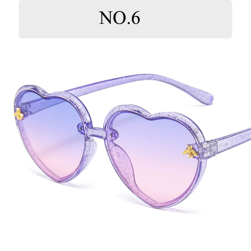 Fashion Brand Heart Kids Sunglasses 2023 New Children Cute Pink Cartoon Bee Sun Glasses Girls Boys Baby Gradient Eyewear