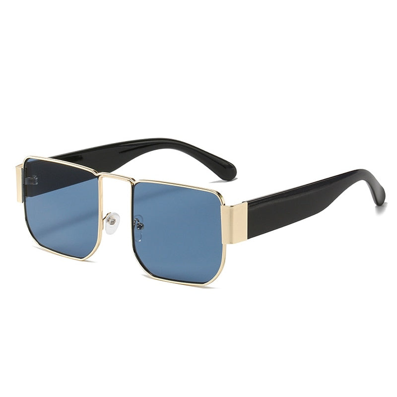 SO&EI Retro Square Women Sunglasses Shades UV400 Men Fashion Brand Designer Trending Metal Dark Green Sun Glasses