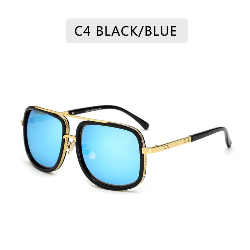 Classic Luxury Men Sunglasses Glamour Fashion Brand Sun Glasses For Women Mirrored Retro Vintage Square Designer Shades