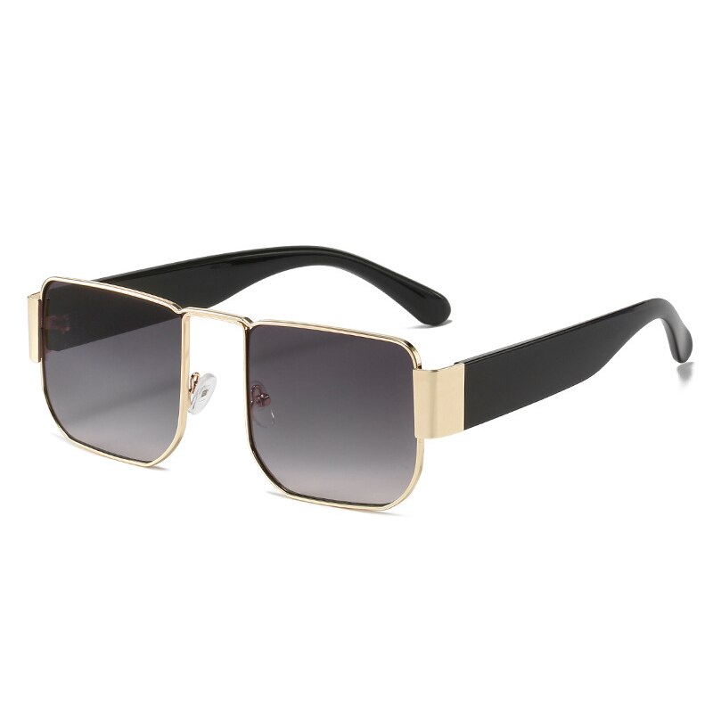 SO&EI Retro Square Women Sunglasses Shades UV400 Men Fashion Brand Designer Trending Metal Dark Green Sun Glasses