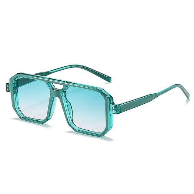 SHAUNA Retro Square Double Bridges Women Sunglasses Fashion Candy Colors Clear Gradient Shades UV400 Men Rivets Sun Glasses
