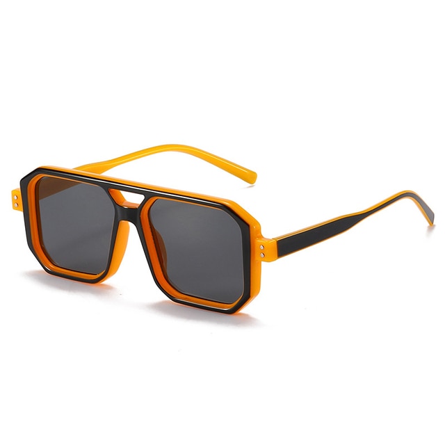 SHAUNA Retro Square Double Bridges Women Sunglasses Fashion Candy Colors Clear Gradient Shades UV400 Men Rivets Sun Glasses