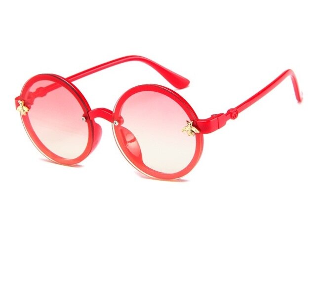 SHENGMEIYU Round kids sunglasses Flower Baby Children Shades Sun Glasses Girls Cute Half Frame Metal Eywear UV400