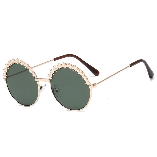 SHENGMEIYU Round kids sunglasses Flower Baby Children Shades Sun Glasses Girls Cute Half Frame Metal Eywear UV400