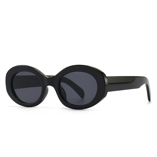 SO&EI Fashion Oval Women Sunglasses Shades UV400 Brand Designer Men Retro Round Leopard Sun Glasses