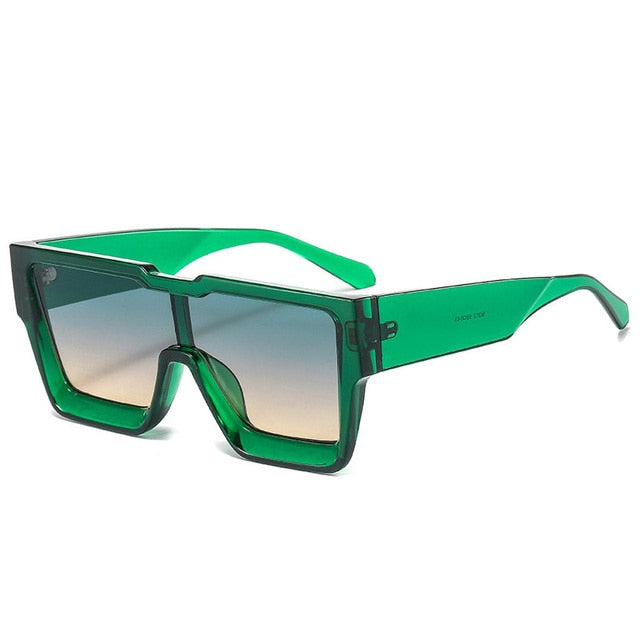 SO&EI Fashion Oversized Square One Piece Women Sunglasses Retro Men Outdoor Sports Shades UV400 Sun Glasses Orange Green Eyewear