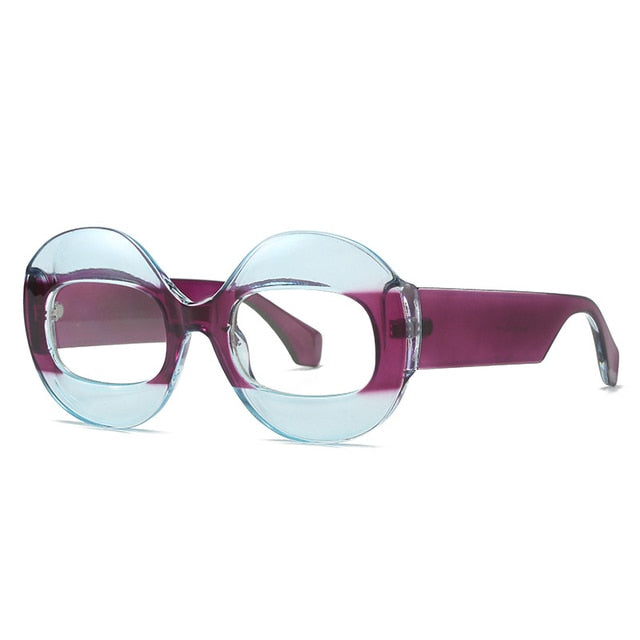 SO&EI Fashion Round Contrast Color Women Sunglasses Retro Oval Clear Gradient Lens Shades UV400 Men Trending Punk Sun Glasses