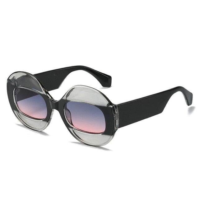 SO&EI Fashion Round Contrast Color Women Sunglasses Retro Oval Clear Gradient Lens Shades UV400 Men Trending Punk Sun Glasses