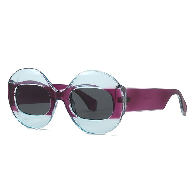 SO&EI Fashion Round Contrast Color Women Sunglasses Retro Oval Clear Gradient Lens Shades UV400 Men Trending Punk Sun Glasses