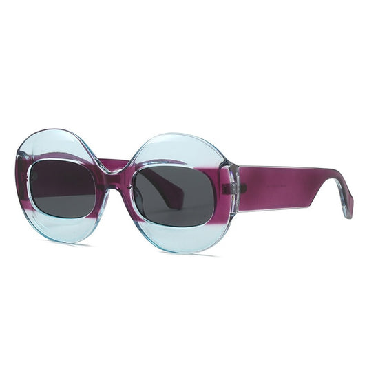 SO&EI Round Contrast Color Sunglasses | Women & Men | UV400 Retro Oval Clear Gradient Punk