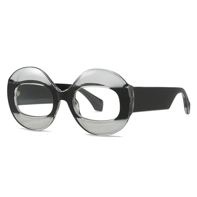SO&EI Fashion Round Contrast Color Women Sunglasses Retro Oval Clear Gradient Lens Shades UV400 Men Trending Punk Sun Glasses