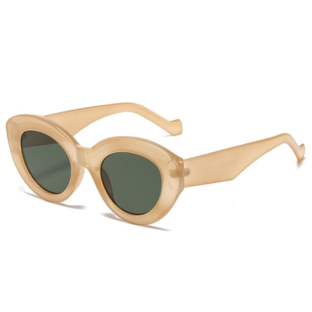 SO&EI Ins Popular Fashion Oversized Cat Eye Women Sunglasses Retro Leopard Shades UV400 Men Trending Oval Sun Glasses