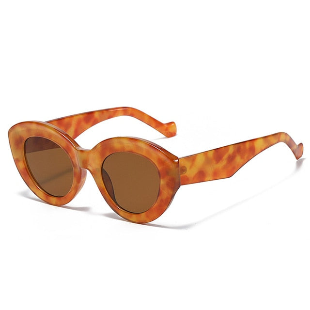 SO&EI Ins Popular Fashion Oversized Cat Eye Women Sunglasses Retro Leopard Shades UV400 Men Trending Oval Sun Glasses