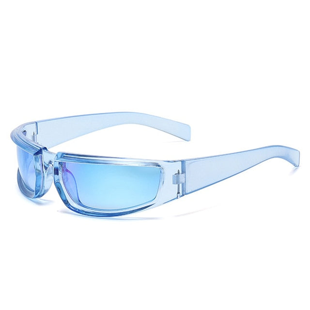 SO&EI Retro Y2K Punk Women Sunglasses Fashion Colorful Mirror Shades UV400 Eyewear Men Outdoor Sports Driving Goggles