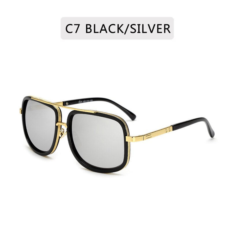 Classic Luxury Men Sunglasses Glamour Fashion Brand Sun Glasses For Women Mirrored Retro Vintage Square Designer Shades