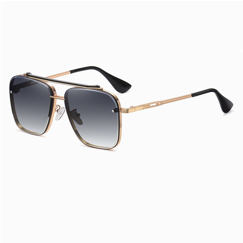 2022 New Gradient Sunglasses for Men Fashion Metal Big Frame Sun Glasses Brand Design Luxury Lunette De Soleil Homme UV400