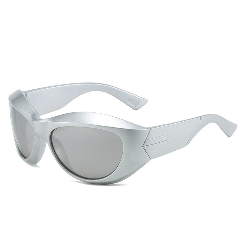 Unique Irregular Hip Hop Sunglasses For Women New Brand Stripe Leg Arc Cool Sun Glasses Men Y2K Vintage Gothic Shades Goggles