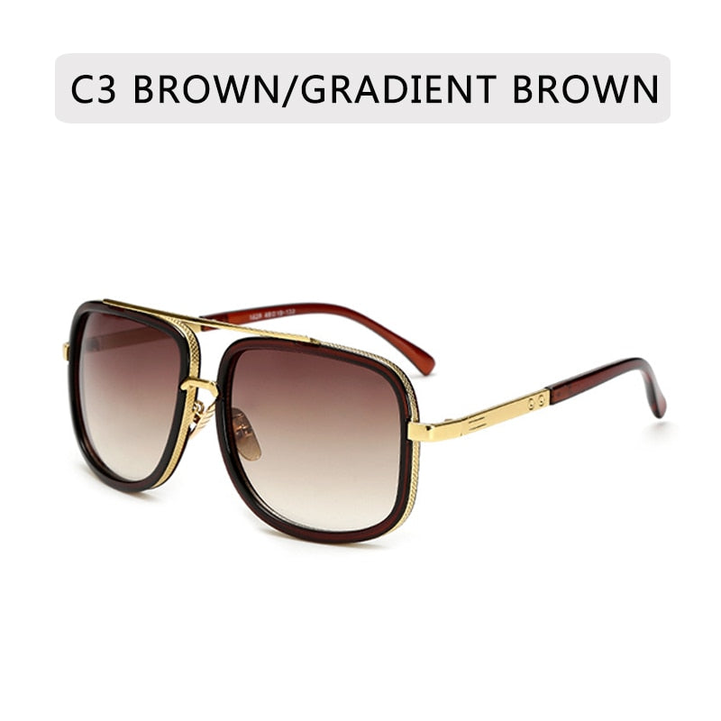Classic Luxury Men Sunglasses Glamour Fashion Brand Sun Glasses For Women Mirrored Retro Vintage Square Designer Shades