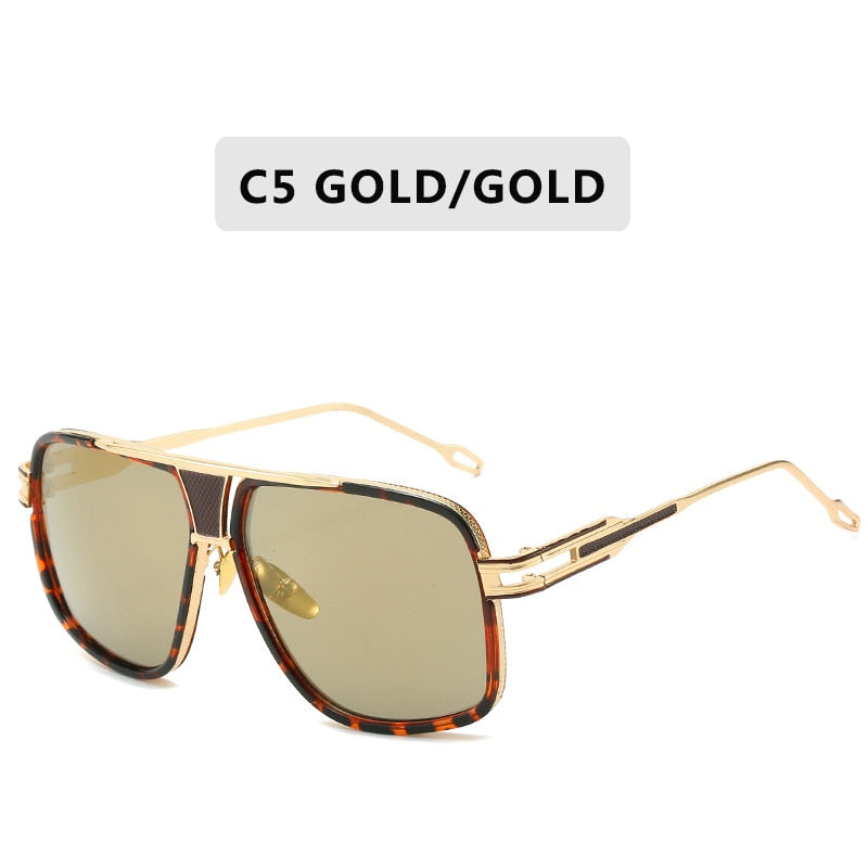 Classic Luxury Men Sunglasses Glamour Fashion Brand Sun Glasses For Women Mirrored Retro Vintage Square Designer Shades