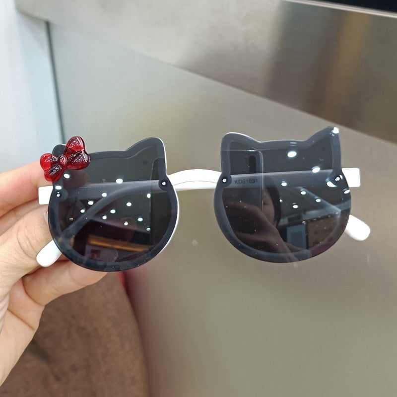 Summer Children Cute Kitty Sunglasses Acrylic Bow Outdoor UV Protection Sun Glasses Baby Girls Classic Kids Boy UV400 Eyewear