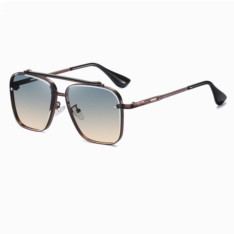2022 New Gradient Sunglasses for Men Fashion Metal Big Frame Sun Glasses Brand Design Luxury Lunette De Soleil Homme UV400