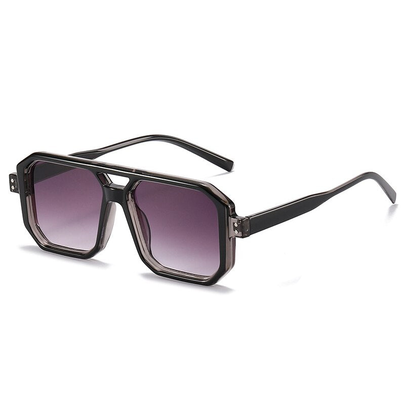 SHAUNA Retro Square Double Bridges Women Sunglasses Fashion Candy Colors Clear Gradient Shades UV400 Men Rivets Sun Glasses