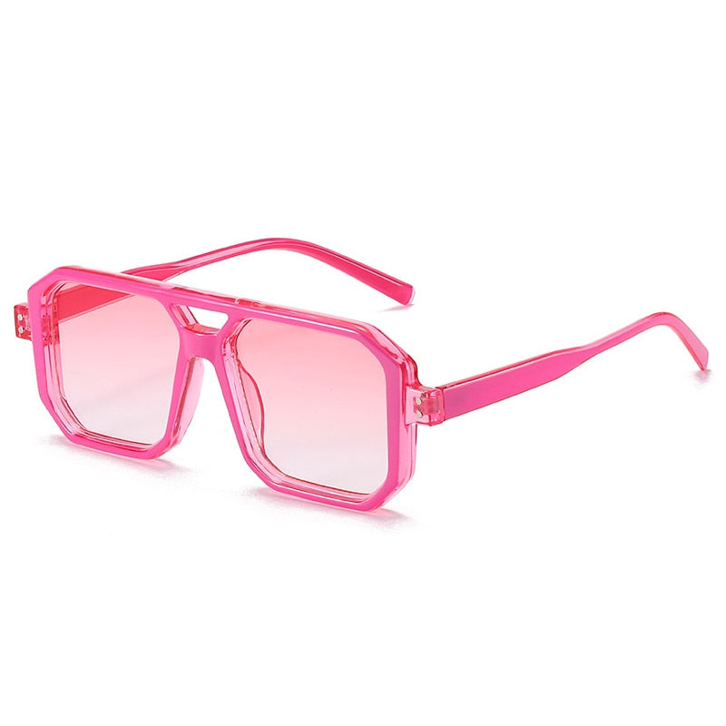 SHAUNA Retro Square Double Bridges Women Sunglasses Fashion Candy Colors Clear Gradient Shades UV400 Men Rivets Sun Glasses
