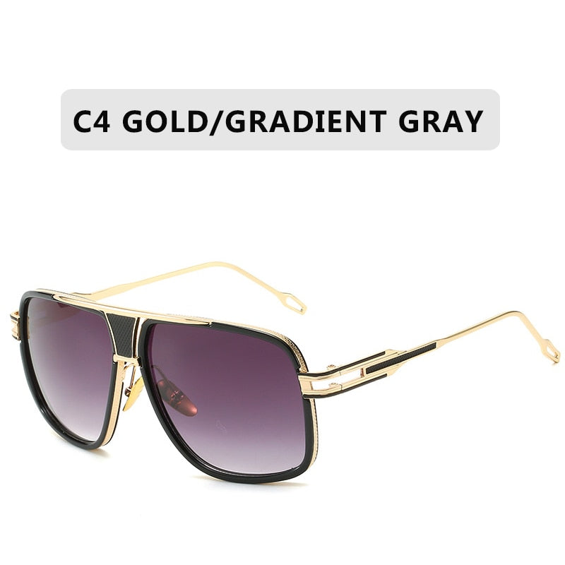 Classic Luxury Men Sunglasses Glamour Fashion Brand Sun Glasses For Women Mirrored Retro Vintage Square Designer Shades