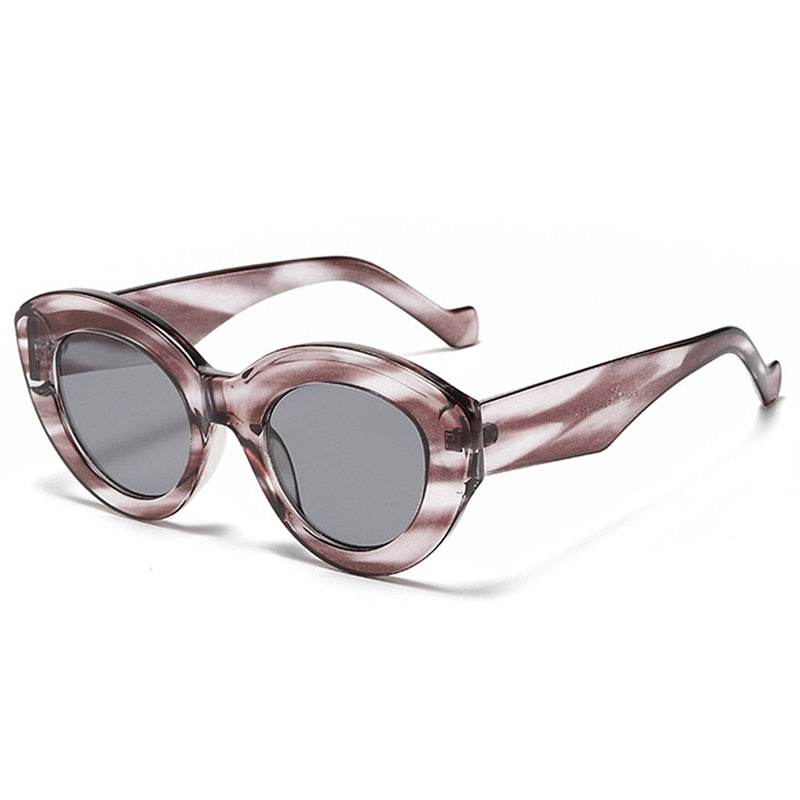 SO&EI Ins Popular Fashion Oversized Cat Eye Women Sunglasses Retro Leopard Shades UV400 Men Trending Oval Sun Glasses