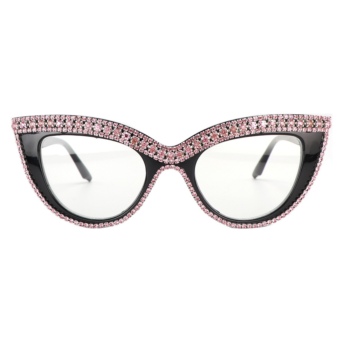 Fashion Anti Blue Ray Reading Glasses Women Cat Eye Rhinestone Trim Presbyopic Farsightedness Glasses Diopter From +100 To+400