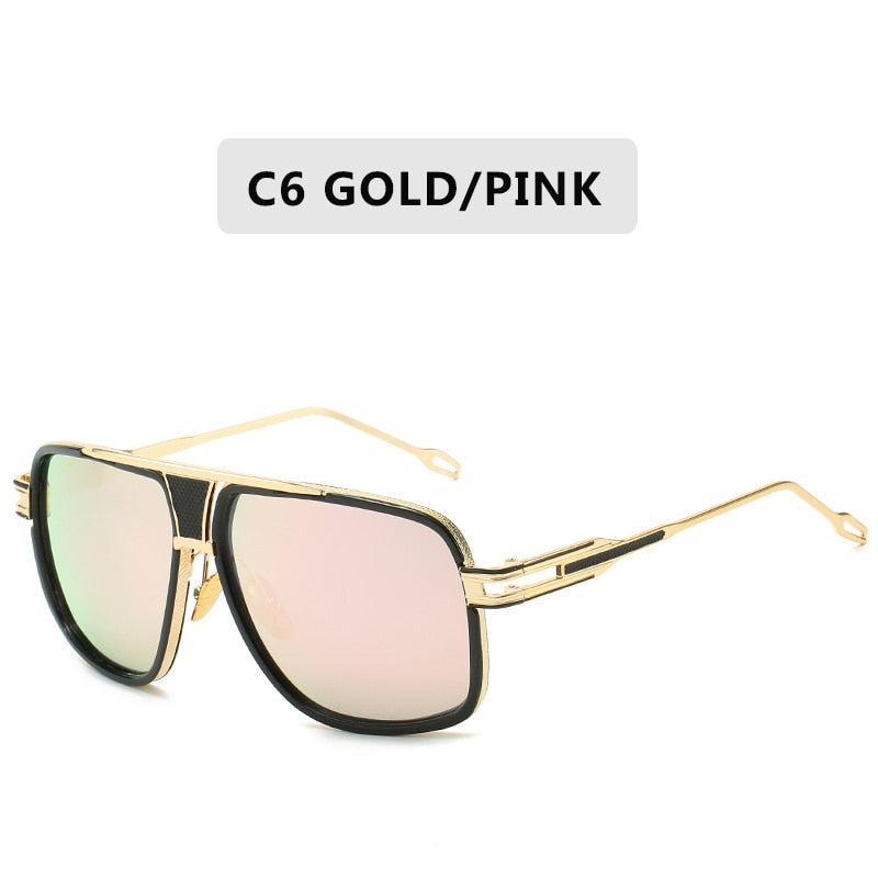 Classic Luxury Men Sunglasses Glamour Fashion Brand Sun Glasses For Women Mirrored Retro Vintage Square Designer Shades