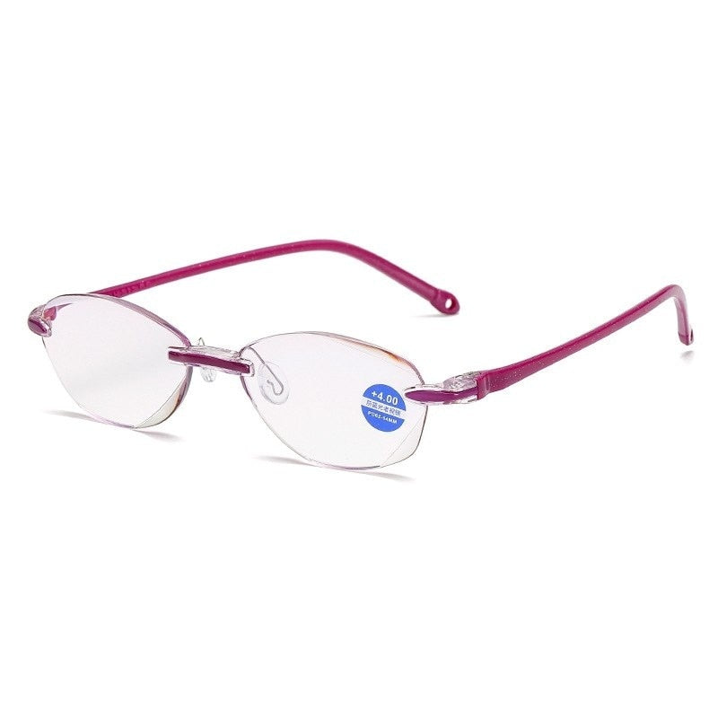 Frameless Square Reading Glasses for Men Women's Anti Blue Light Computer Eyeglasses Far Sight Presbyopia Reader Glasses Women
