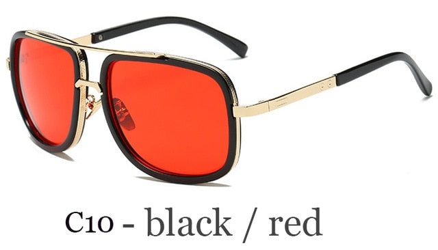 Classic Luxury Men Sunglasses Glamour Fashion Brand Sun Glasses For Women Mirrored Retro Vintage Square Designer Shades