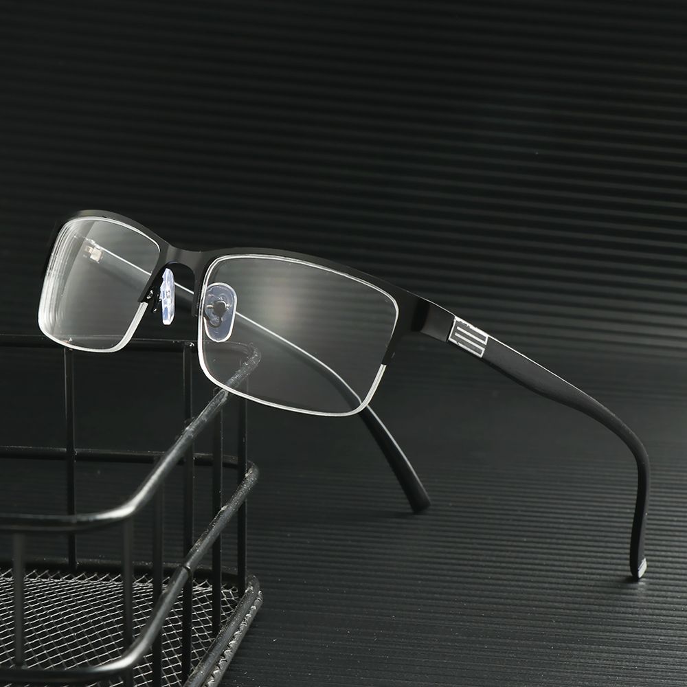 Metal Half Frame Myopia Glasses Unisex Nearsighted Eyeglasses Ultralight Retro Anti-fatigue Prescription Business Glasses -1~6
