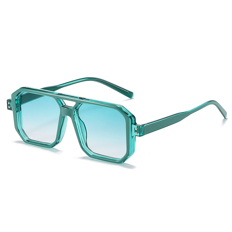 SHAUNA Retro Square Double Bridges Women Sunglasses Fashion Candy Colors Clear Gradient Shades UV400 Men Rivets Sun Glasses