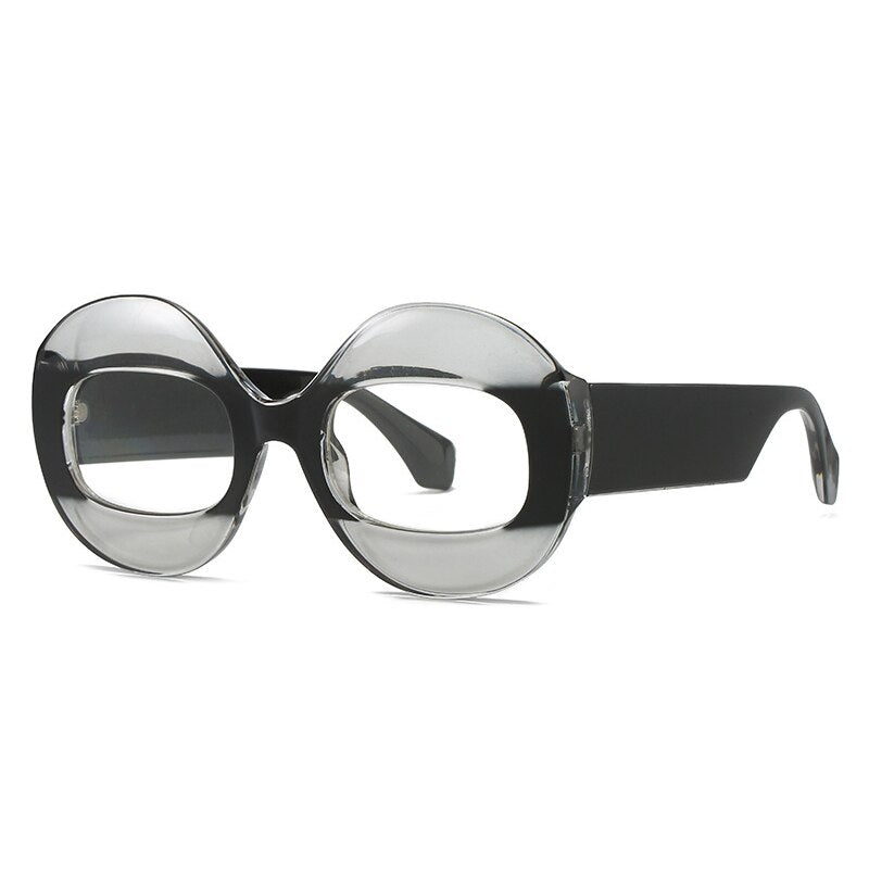 SO&EI Fashion Round Contrast Color Women Sunglasses Retro Oval Clear Gradient Lens Shades UV400 Men Trending Punk Sun Glasses